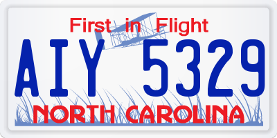 NC license plate AIY5329