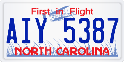 NC license plate AIY5387