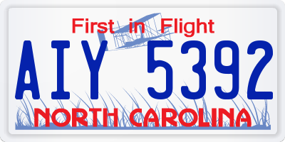 NC license plate AIY5392