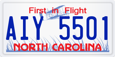 NC license plate AIY5501