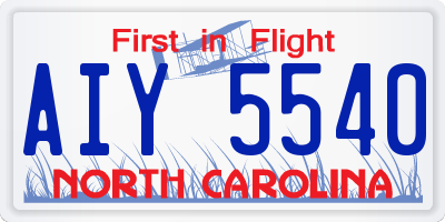 NC license plate AIY5540
