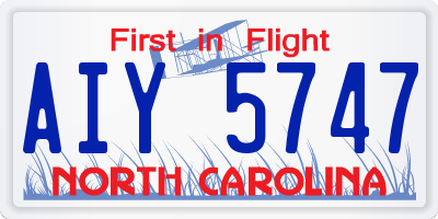 NC license plate AIY5747