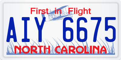 NC license plate AIY6675