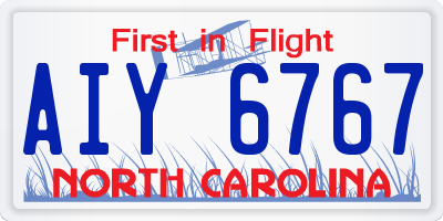 NC license plate AIY6767