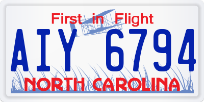 NC license plate AIY6794
