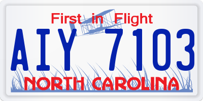 NC license plate AIY7103