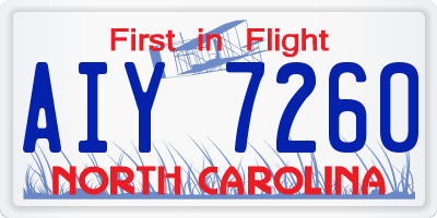 NC license plate AIY7260