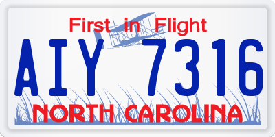 NC license plate AIY7316