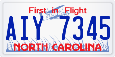 NC license plate AIY7345