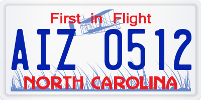 NC license plate AIZ0512