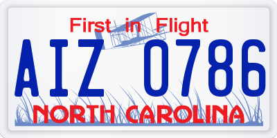 NC license plate AIZ0786