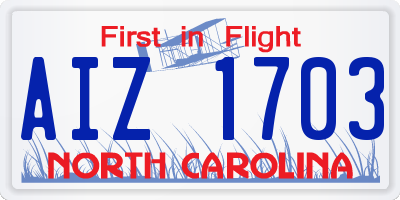 NC license plate AIZ1703