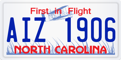 NC license plate AIZ1906