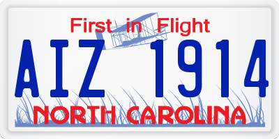 NC license plate AIZ1914