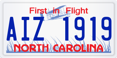 NC license plate AIZ1919