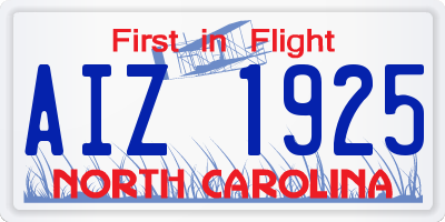 NC license plate AIZ1925