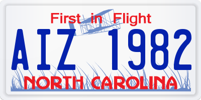 NC license plate AIZ1982