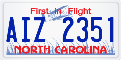 NC license plate AIZ2351