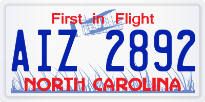 NC license plate AIZ2892