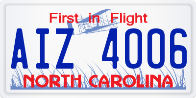 NC license plate AIZ4006
