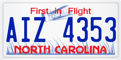 NC license plate AIZ4353