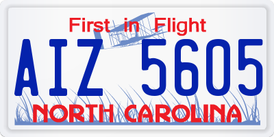 NC license plate AIZ5605