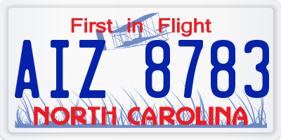 NC license plate AIZ8783