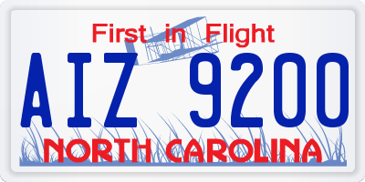 NC license plate AIZ9200