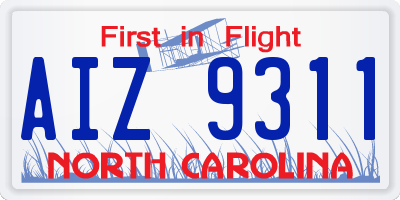 NC license plate AIZ9311