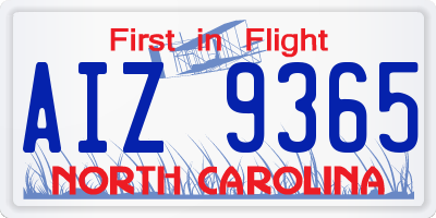 NC license plate AIZ9365