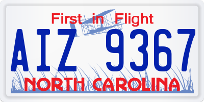 NC license plate AIZ9367