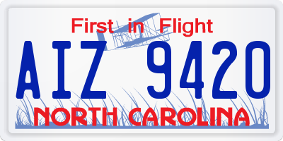 NC license plate AIZ9420