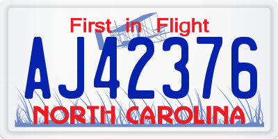 NC license plate AJ42376