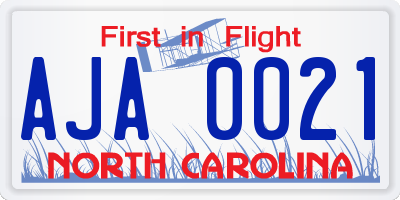 NC license plate AJA0021
