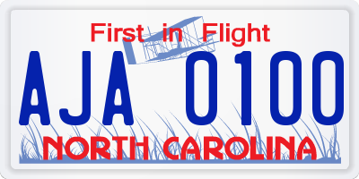 NC license plate AJA0100