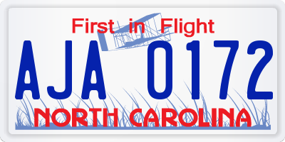 NC license plate AJA0172