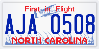 NC license plate AJA0508