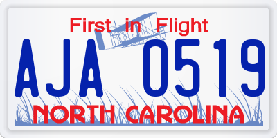 NC license plate AJA0519