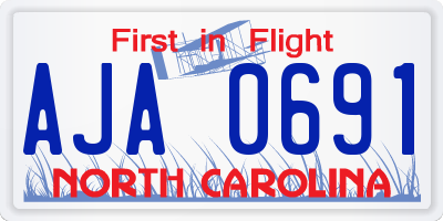 NC license plate AJA0691