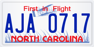 NC license plate AJA0717