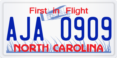 NC license plate AJA0909