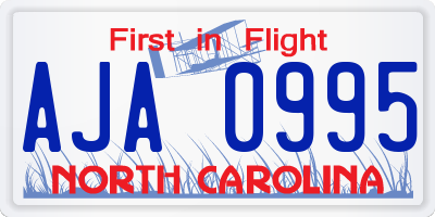 NC license plate AJA0995