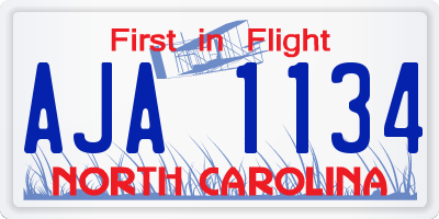 NC license plate AJA1134