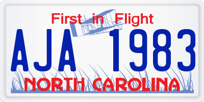 NC license plate AJA1983