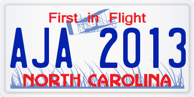 NC license plate AJA2013