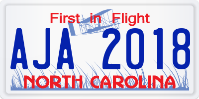 NC license plate AJA2018