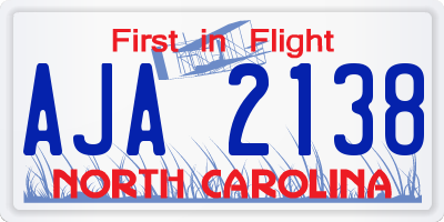 NC license plate AJA2138