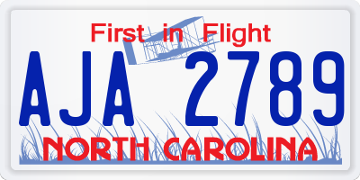 NC license plate AJA2789