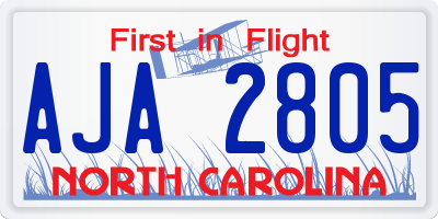 NC license plate AJA2805