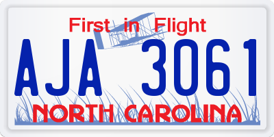 NC license plate AJA3061